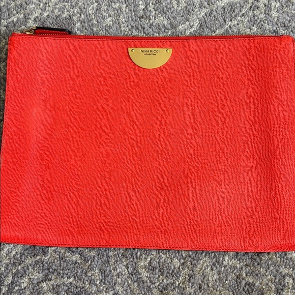 Nina Ricci Handbags - Nina Ricci Vibrant Red Clutch Envelope Purse